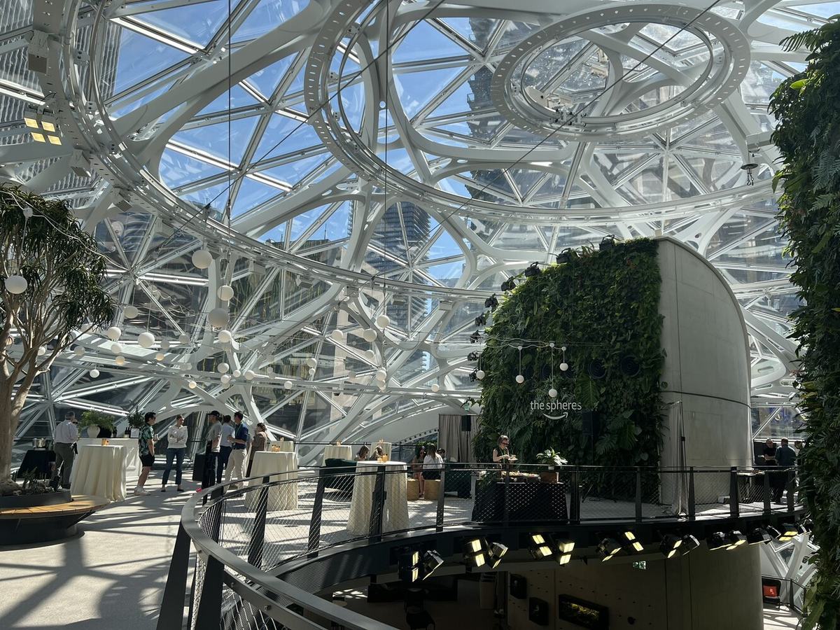 The Spheres were created to "provide a unique workspace for employees by reconnecting them to nature through biophilic design"